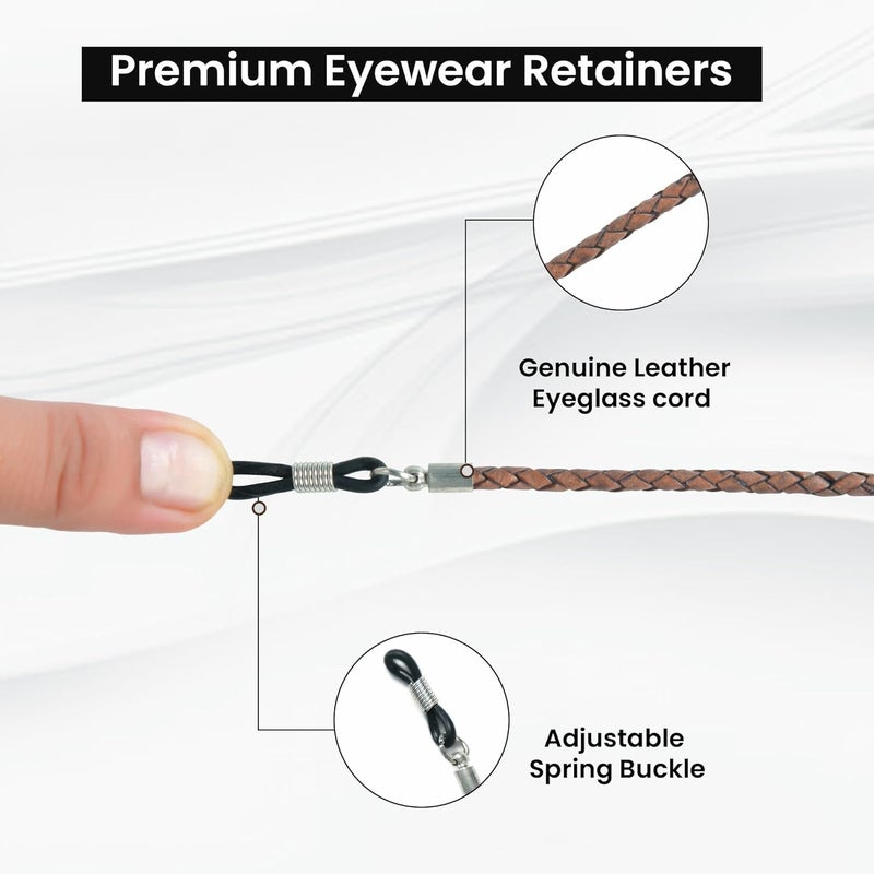 GENIQUE Genuine Leather Glasses Strap, Eyeglass Chain,Eye Glasses holders around Neck, Sunglass Strap for Men - Image 2